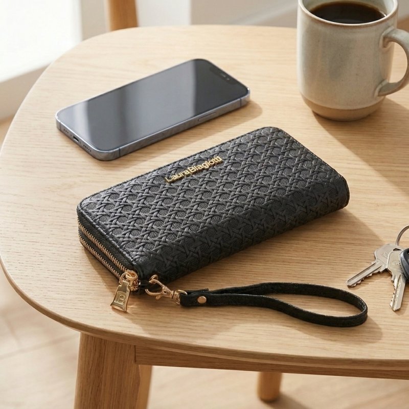 Laura Biagiotti Large Women's Wallet in PU, Woven Effect, with Coin Purse and Gift Box — view 13