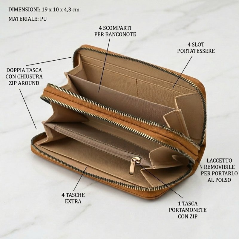 Laura Biagiotti Large Women's Wallet in PU, Woven Effect, with Coin Purse and Gift Box — view 17