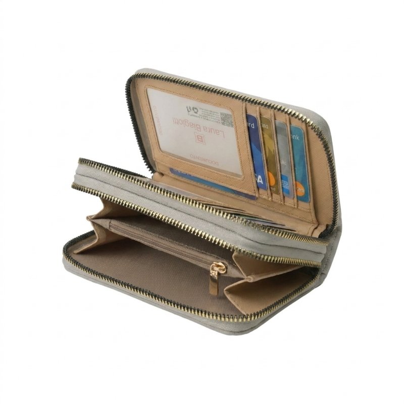 Laura Biagiotti Women's Wallet in PU, with Coin Purse and Zip-Around Closure, Crackle Texture, with Gift Box — view 14