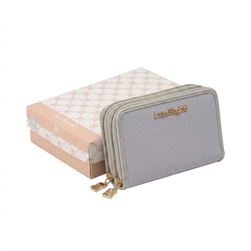 Laura Biagiotti Portefeuille Femme en PU, avec Porte-Monnaie et Fermeture Zippée Intégrale, Texture Craquelée, avec… — vue 18