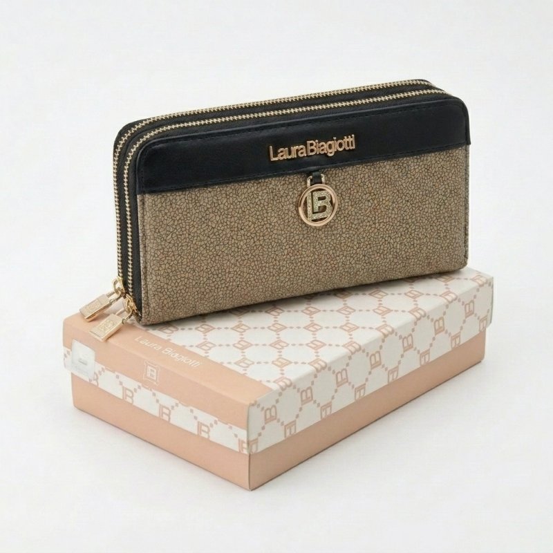 Laura Biagiotti Large Women's Wallet in PU, Mosaic Effect, With Coin Purse and Gift Box — detail