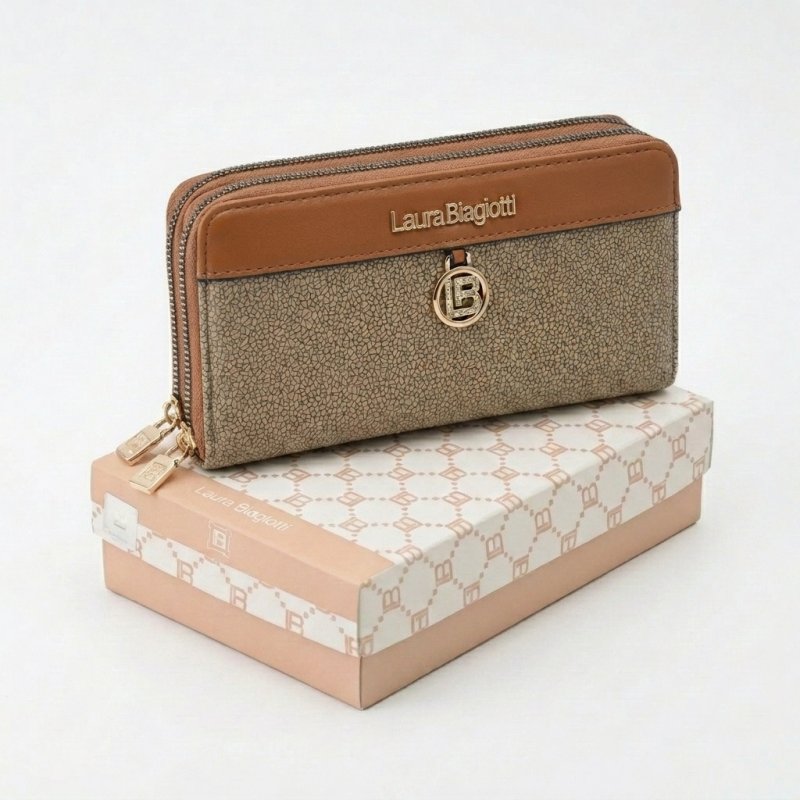 Laura Biagiotti Large Women's Wallet in PU, Mosaic Effect, With Coin Purse and Gift Box — view 10