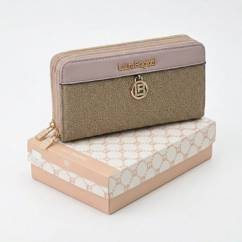 Laura Biagiotti Portefeuille Femme Grand en PU, Effet Mosaïque, avec Porte-Monnaie et Boîte Cadeau — vue 15