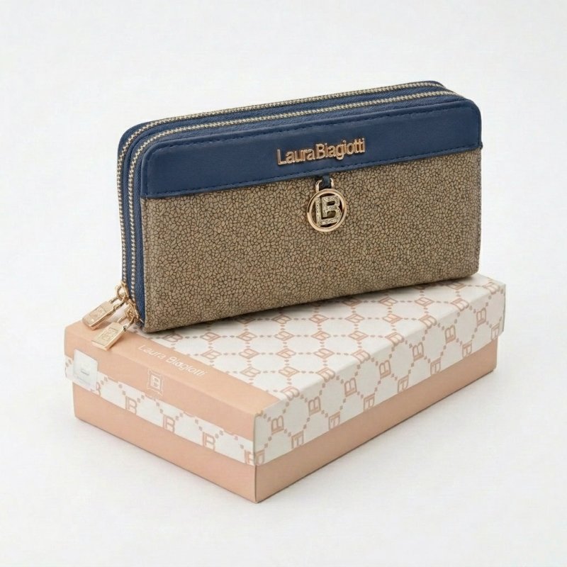Laura Biagiotti Large Women's Wallet in PU, Mosaic Effect, With Coin Purse and Gift Box — view 20