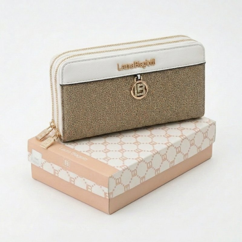 Laura Biagiotti Large Women's Wallet in PU, Mosaic Effect, With Coin Purse and Gift Box — view 25