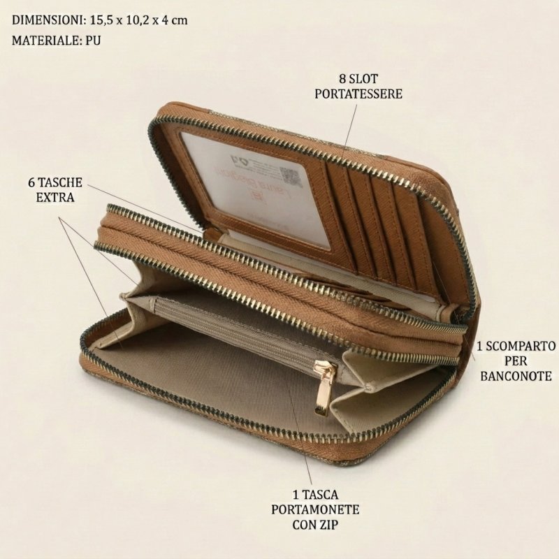 Laura Biagiotti Large Women's Wallet in PU and Logo Fabric, With Coin Purse and Gift Box — view 9
