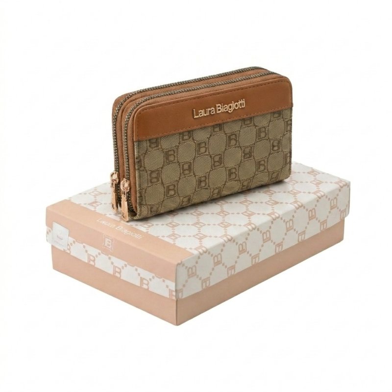 Laura Biagiotti Large Women's Wallet in PU and Logo Fabric, With Coin Purse and Gift Box — view 12