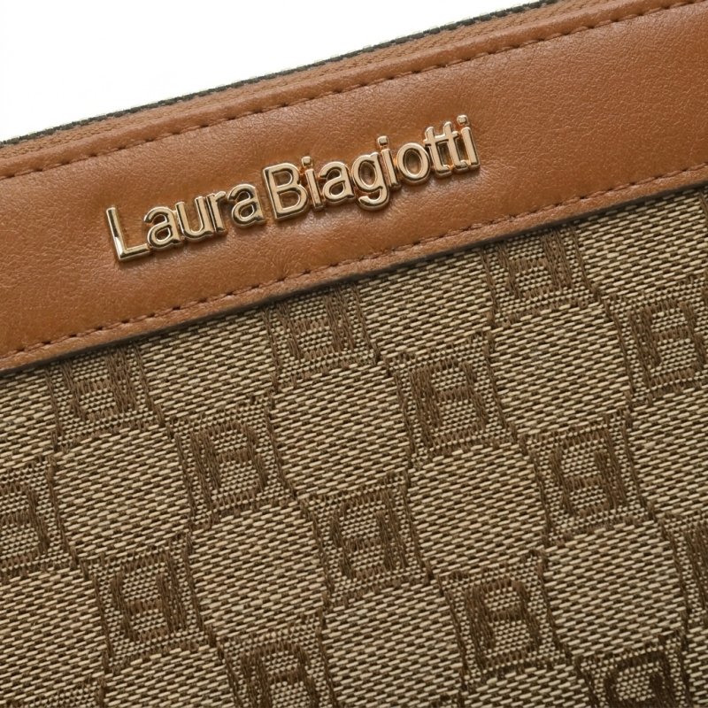 Laura Biagiotti Cartera de Mujer Grande en PU y Tela con Logo, con Monedero y Caja de Regalo — vista 11