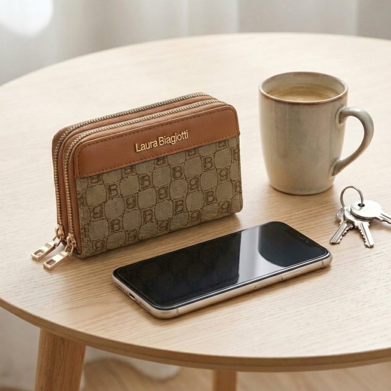Laura Biagiotti Damen-Geldbörse Groß aus PU und Logo-Stoff, mit Münzfach und Geschenkbox — Ansicht 10