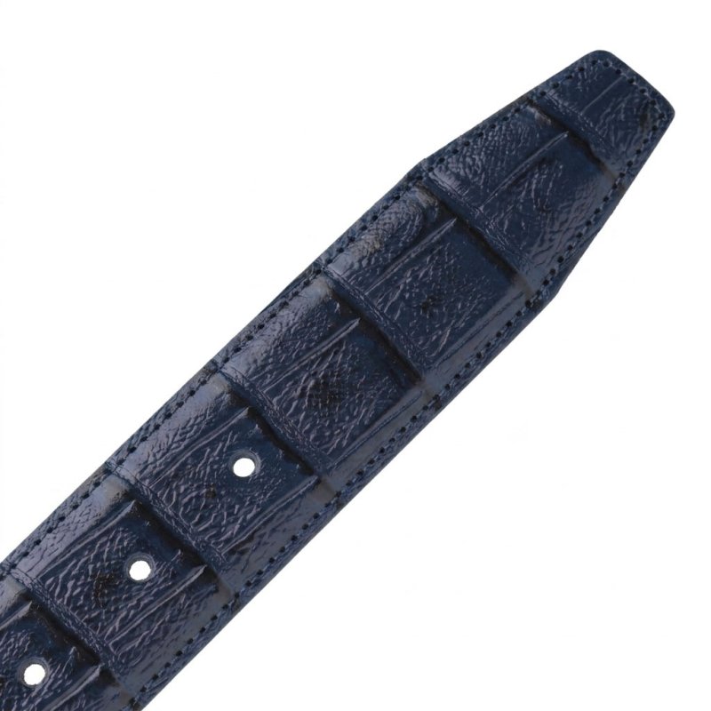 Conte Massimo Gürtel Unisex, Leder mit Kroko-Prägung, Nickelfreie Schnalle, Made in Italy, Höhe 3,5 cm, Box — Logo-Detail