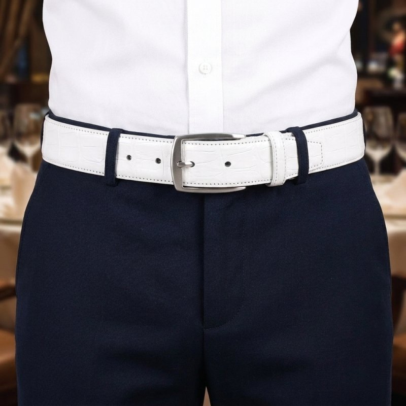 Conte Massimo Gürtel Unisex, Leder mit Kroko-Prägung, Nickelfreie Schnalle, Made in Italy, Höhe 3,5 cm, Box — Ansicht 11