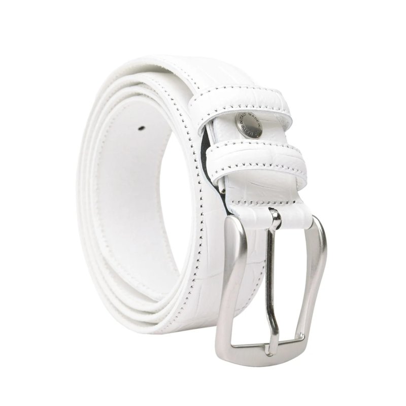 Conte Massimo Gürtel Unisex, Leder mit Kroko-Prägung, Nickelfreie Schnalle, Made in Italy, Höhe 3,5 cm, Box — Ansicht 8