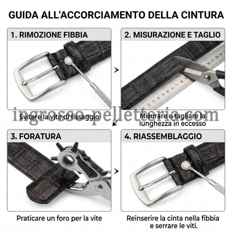 Conte Massimo Gürtel Unisex, Leder mit Kroko-Prägung, Nickelfreie Schnalle, Made in Italy, Höhe 3,5 cm, Box — Ansicht 17