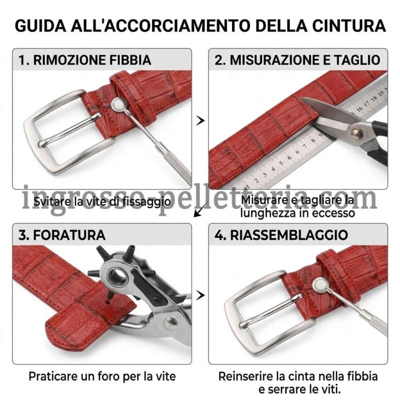 Conte Massimo Gürtel Unisex, Leder mit Kroko-Prägung, Nickelfreie Schnalle, Made in Italy, Höhe 3,5 cm, Box — Ansicht 24