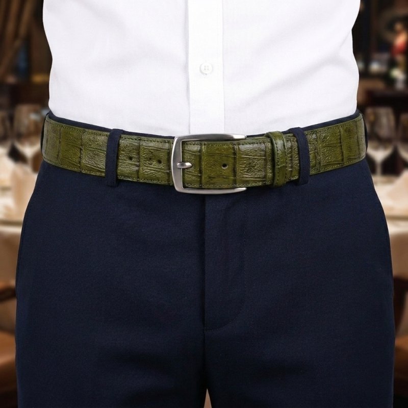 Conte Massimo Gürtel Unisex, Leder mit Kroko-Prägung, Nickelfreie Schnalle, Made in Italy, Höhe 3,5 cm, Box — Ansicht 39