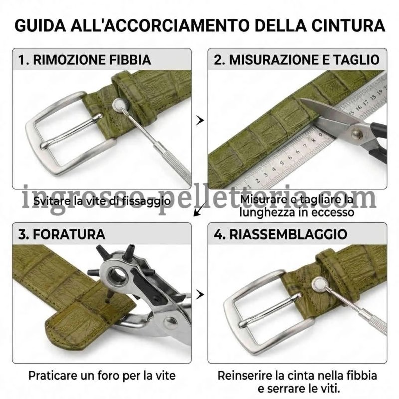 Conte Massimo Gürtel Unisex, Leder mit Kroko-Prägung, Nickelfreie Schnalle, Made in Italy, Höhe 3,5 cm, Box — Ansicht 38