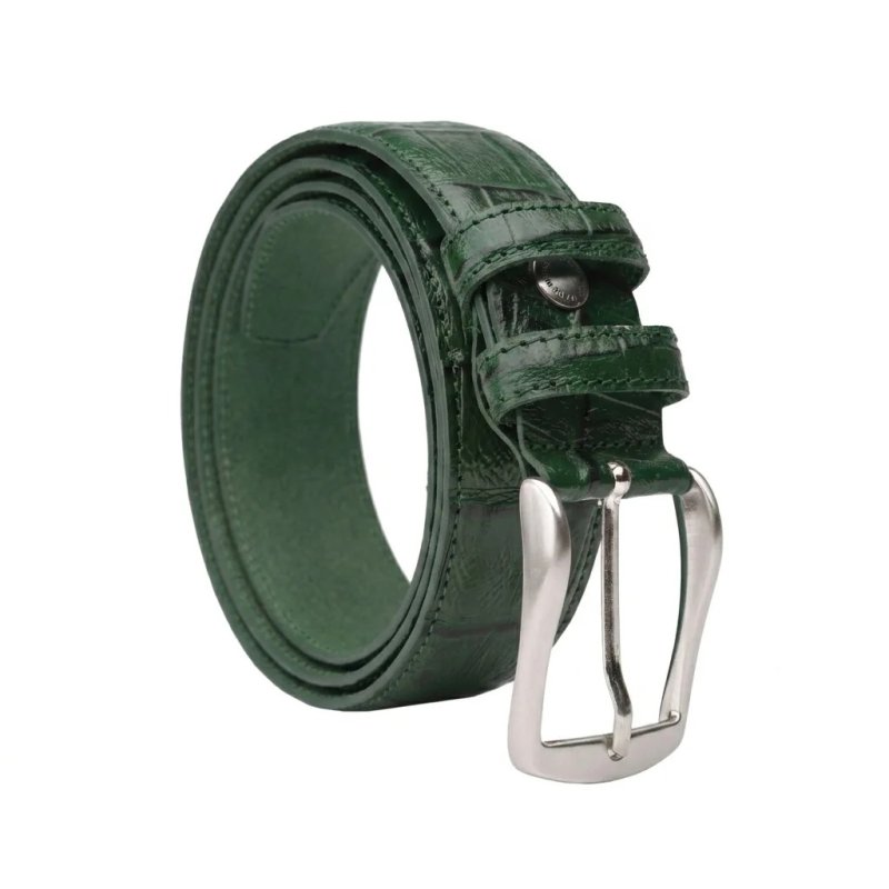 Conte Massimo Gürtel Unisex, Leder mit Kroko-Prägung, Nickelfreie Schnalle, Made in Italy, Höhe 3,5 cm, Box — Ansicht 43