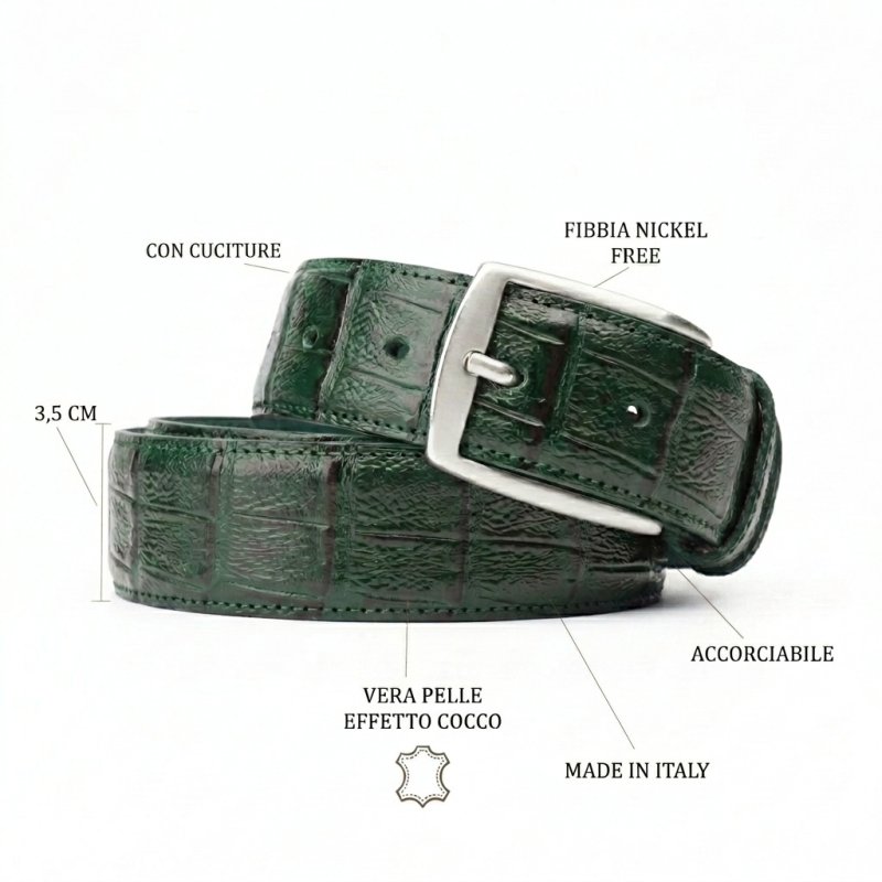 Conte Massimo Ceinture Homme Femme en Cuir Véritable Effet Croco, Boucle Sans Nickel, Made in Italy, Hauteur 3,5 cm… — vue 44