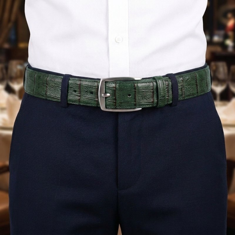 Conte Massimo Gürtel Unisex, Leder mit Kroko-Prägung, Nickelfreie Schnalle, Made in Italy, Höhe 3,5 cm, Box — Ansicht 46