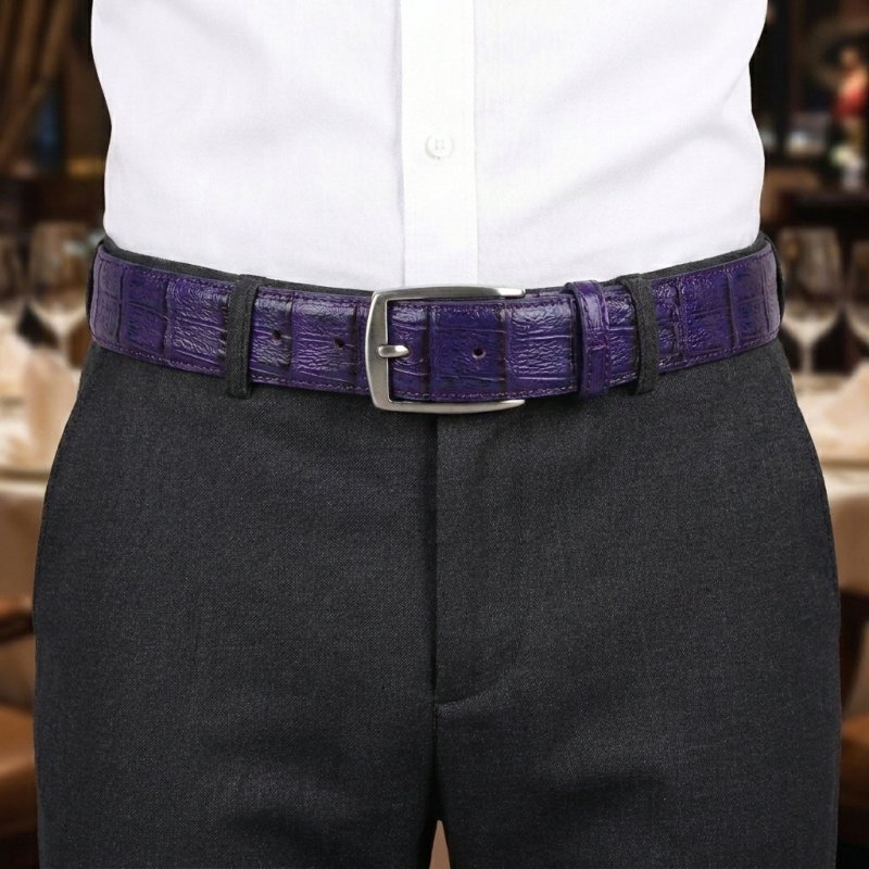 Conte Massimo Gürtel Unisex, Leder mit Kroko-Prägung, Nickelfreie Schnalle, Made in Italy, Höhe 3,5 cm, Box — Ansicht 53