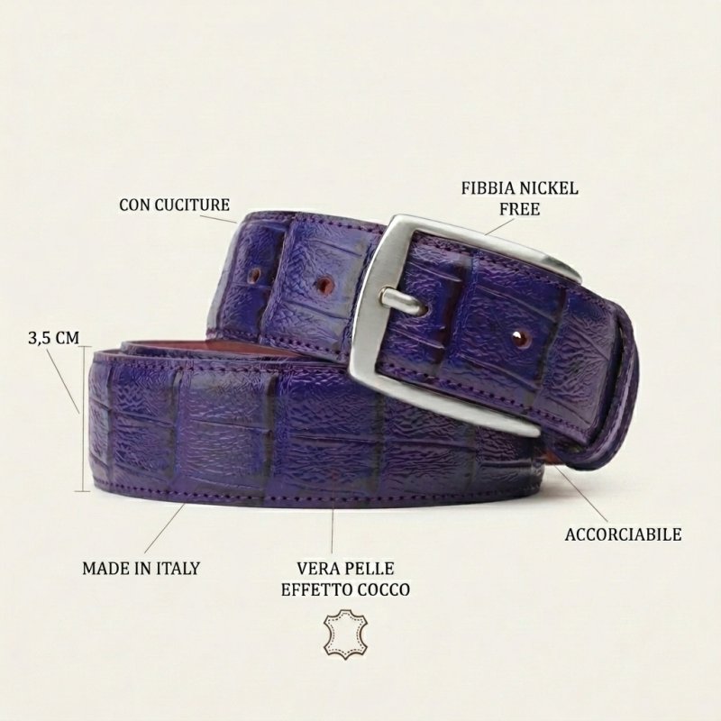 Conte Massimo Ceinture Homme Femme en Cuir Véritable Effet Croco, Boucle Sans Nickel, Made in Italy, Hauteur 3,5 cm… — vue 51