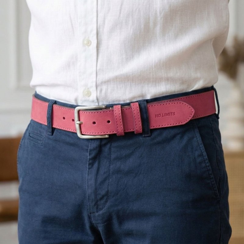 No Limits Ceinture Homme en Cuir Véritable Effet Nubuck Made in Italy, Élégante, Raccourcissable, Avec Boîte, Haute… — vue 24