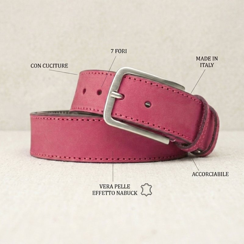 No Limits Ceinture Homme en Cuir Véritable Effet Nubuck Made in Italy, Élégante, Raccourcissable, Avec Boîte, Haute… — vue 23