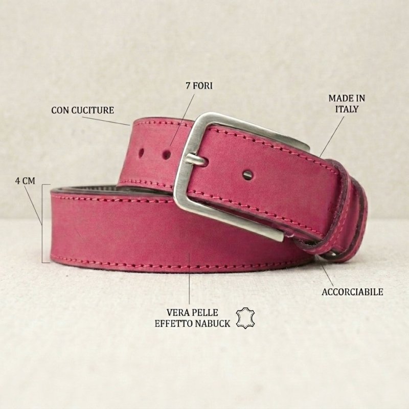 No Limits Men's Genuine Leather Belt, Nabuk Finish, Made in Italy, Shortenable, 4cm, With Box — view 23