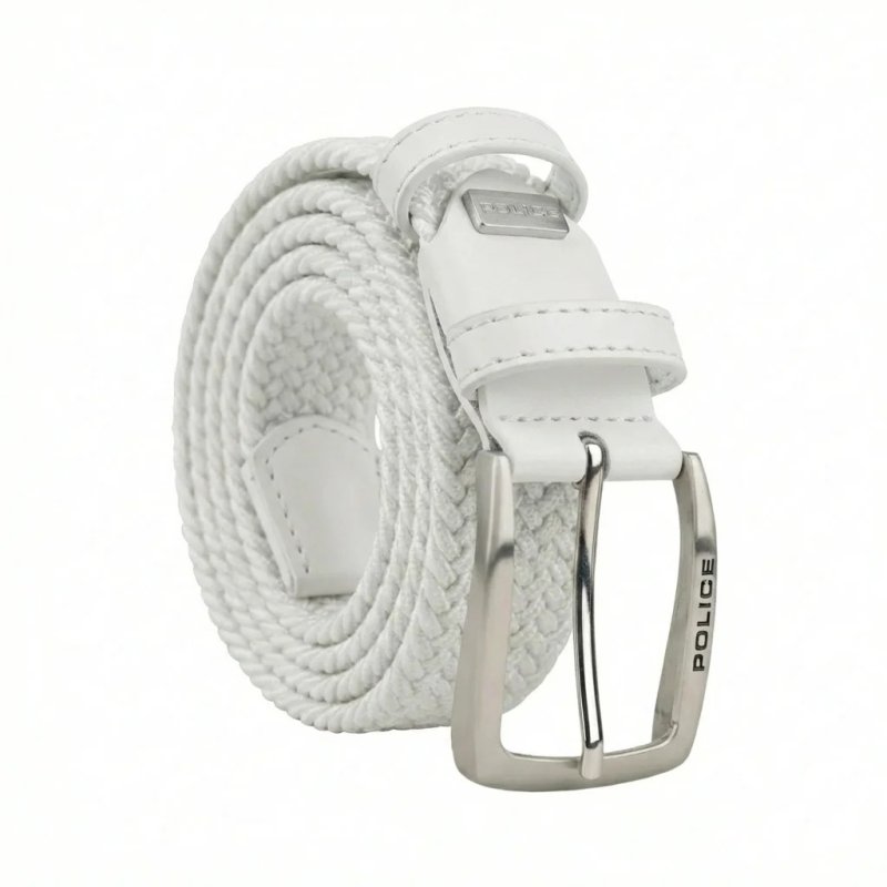 Police Ceinture Élastique Tressée Unisexe, Inserts Cuir, Boucle Sans Nickel, Raccourcissable, 3,5 cm, Boîte — vue 67