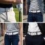 Police Ceinture Élastique Tressée Unisexe, Inserts Cuir, Boucle Sans Nickel, Raccourcissable, 3,5 cm, Boîte — vue 70