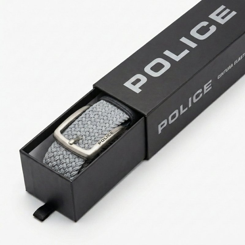 Police Cinturón Elástico Trenzado Unisex, Detalles en Piel, Hebilla Sin Níquel, Acortable, Alto 3,5 cm, Caja — vista 77