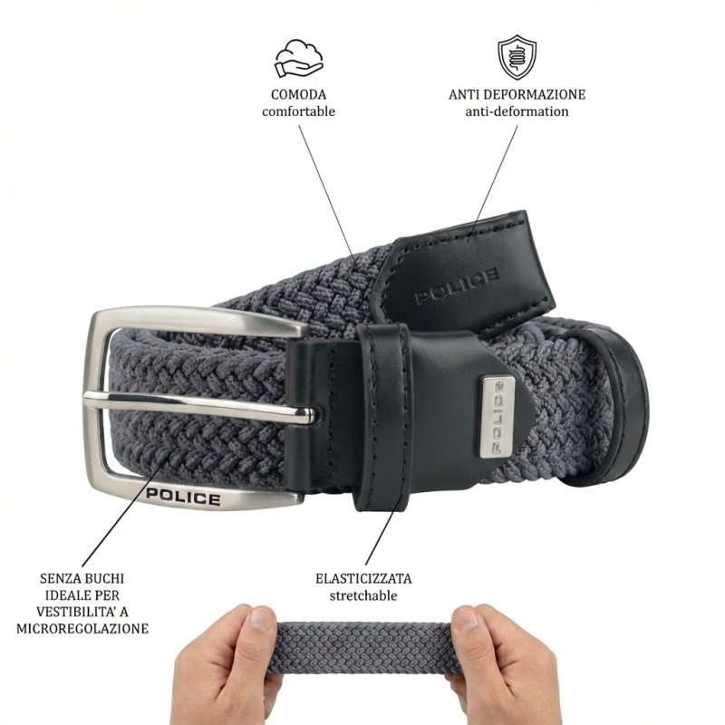 Police Elastic Woven Belt Unisex, Genuine Leather Inserts, Nickel-Free Buckle, 3.5cm, With Box — view 80