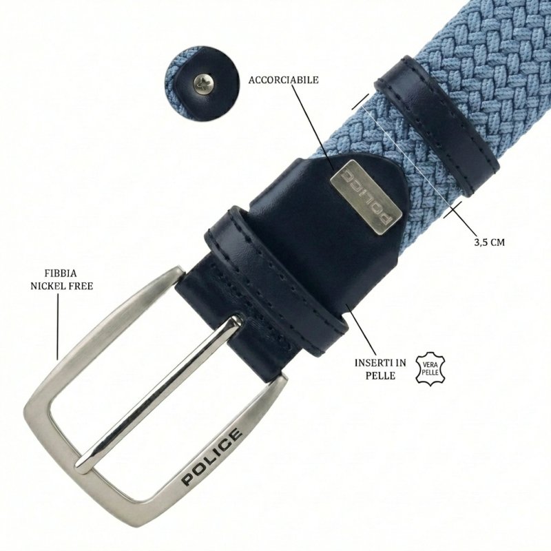 Police Elastic Woven Belt Unisex, Genuine Leather Inserts, Nickel-Free Buckle, 3.5cm, With Box — view 93