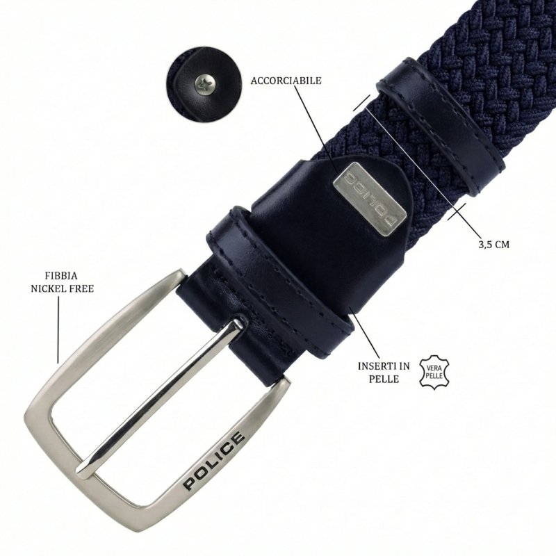 Police Elastic Woven Belt Unisex, Genuine Leather Inserts, Nickel-Free Buckle, 3.5cm, With Box — view 99