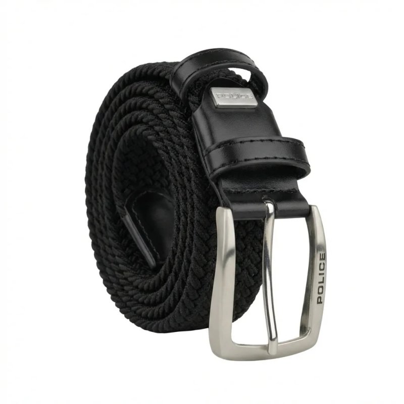 Police Cinturón Elástico Trenzado Unisex, Detalles en Piel, Hebilla Sin Níquel, Acortable, Alto 3,5 cm, Caja — vista 109