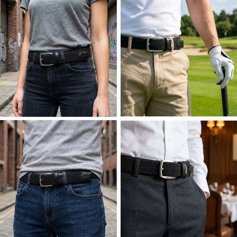 Police Elastic Woven Belt Unisex, Genuine Leather Inserts, Nickel-Free Buckle, 3.5cm, With Box — view 112