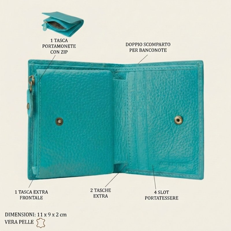 No Limits Petit Portefeuille Femme en Cuir Véritable, Porte-Cartes avec Compartiment à Monnaie et Boîte Cadeau — vue arrière