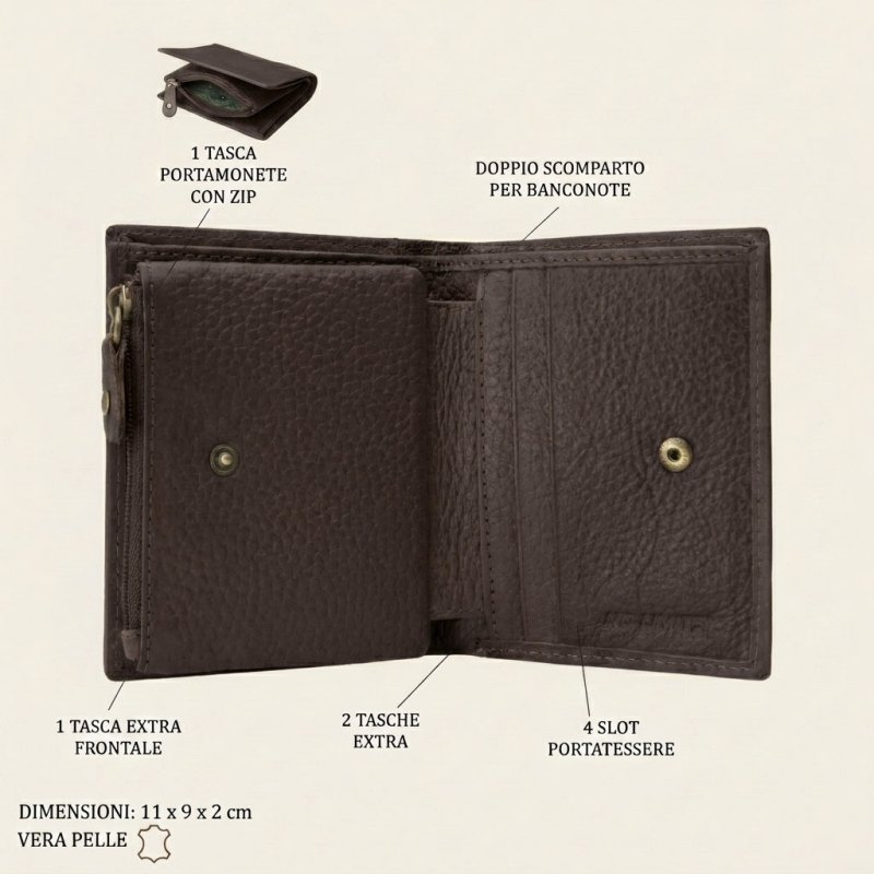 No Limits Small Women's Wallet in Genuine Leather, Credit Card Holder With Coin Compartment and Gift Box — view 15