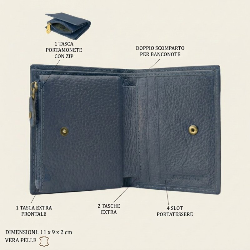 No Limits Small Women's Wallet in Genuine Leather, Credit Card Holder With Coin Compartment and Gift Box — view 39
