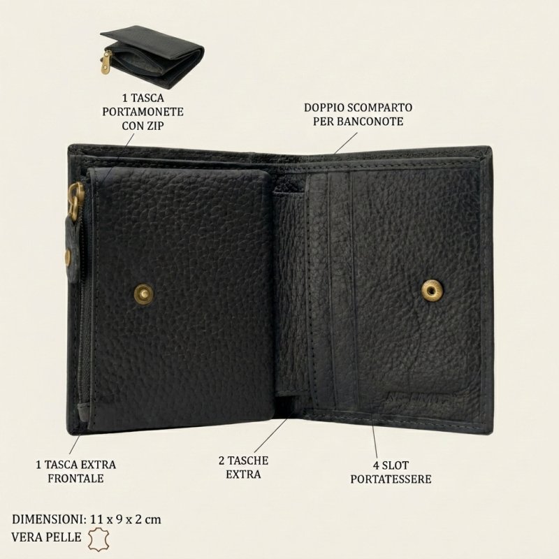 No Limits Small Women's Wallet in Genuine Leather, Credit Card Holder With Coin Compartment and Gift Box — view 45
