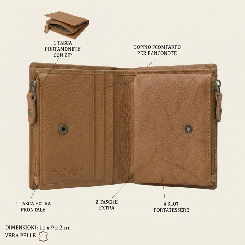 No Limits Small Women's Wallet in Genuine Leather, Credit Card Holder With Coin Compartment and Gift Box — view 57