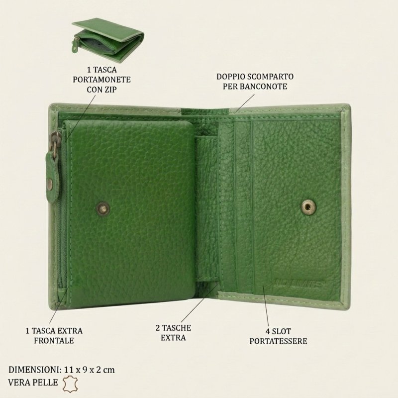 No Limits Small Women's Wallet in Genuine Leather, Credit Card Holder With Coin Compartment and Gift Box — view 63