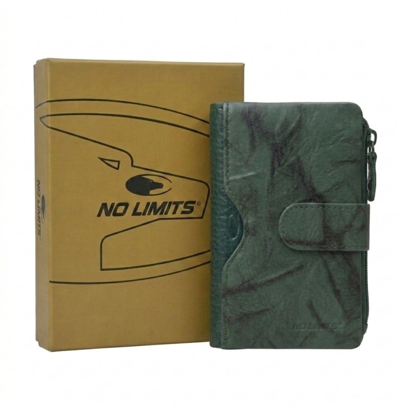 No Limits Petit Portefeuille Femme en Cuir Véritable, Porte-Cartes avec Compartiment à Monnaie et Boîte Cadeau — détail logo