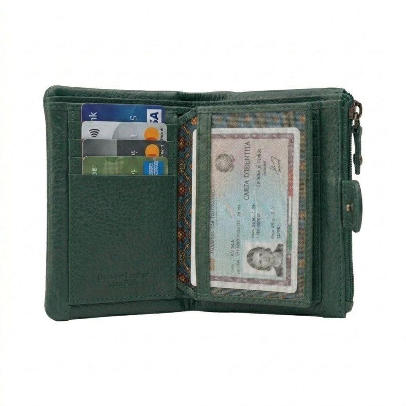 No Limits Small Women's Wallet in Genuine Leather, Credit Card Holder With Coin Compartment and Gift Box — back view
