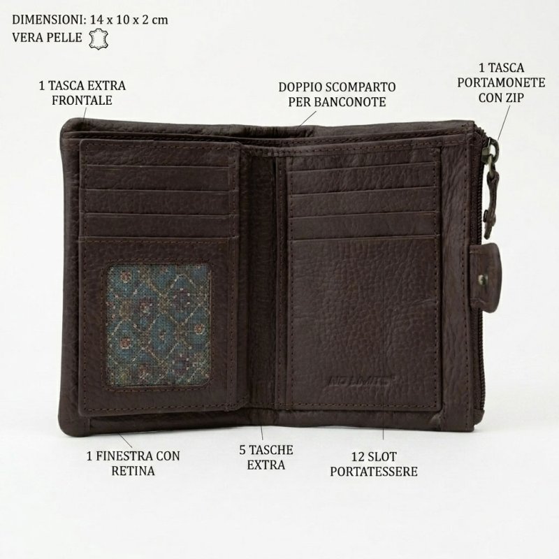 No Limits Petit Portefeuille Femme en Cuir Véritable, Porte-Cartes avec Compartiment à Monnaie et Boîte Cadeau — vue 14