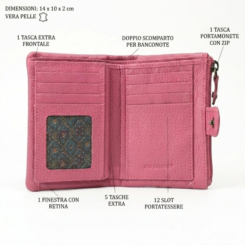 No Limits Small Women's Wallet in Genuine Leather, Credit Card Holder With Coin Compartment and Gift Box — view 20