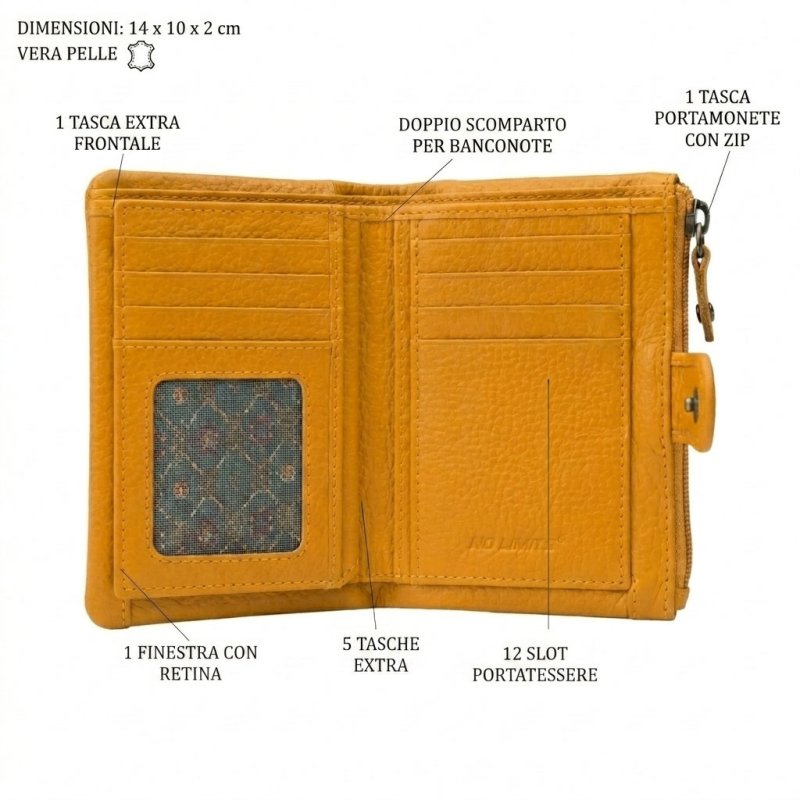 No Limits Petit Portefeuille Femme en Cuir Véritable, Porte-Cartes avec Compartiment à Monnaie et Boîte Cadeau — vue 26