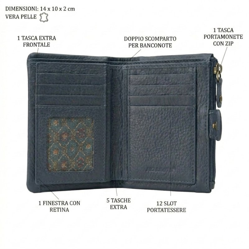 No Limits Cartera de Mujer Pequeña en Piel Auténtica, Portatarjetas con Compartimento para Monedas y Caja de Rega… — vista 38