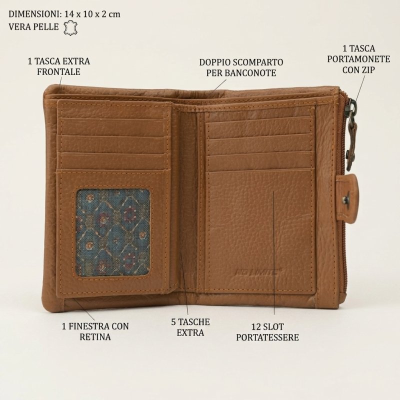 No Limits Cartera de Mujer Pequeña en Piel Auténtica, Portatarjetas con Compartimento para Monedas y Caja de Rega… — vista 56