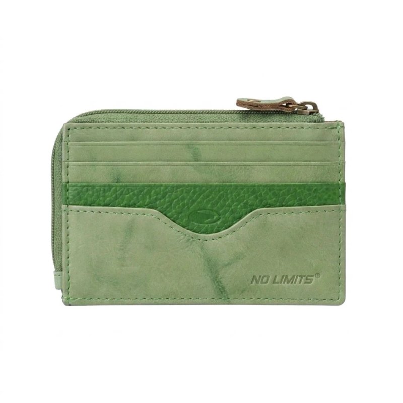 No Limits Unisex Slim Wallet in Genuine Leather, Small Credit Card Holder With 12 Slots and Zip, With Box